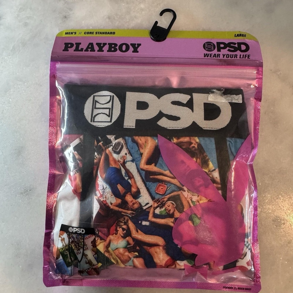 PSD x Playboy Men's Boxer Briefs Size Large PB Summer Print NWT MSRP $28 RARE